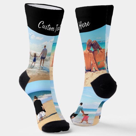 Create Your Own Photo Collage Socks Custom Text Sokken (Gebogen)