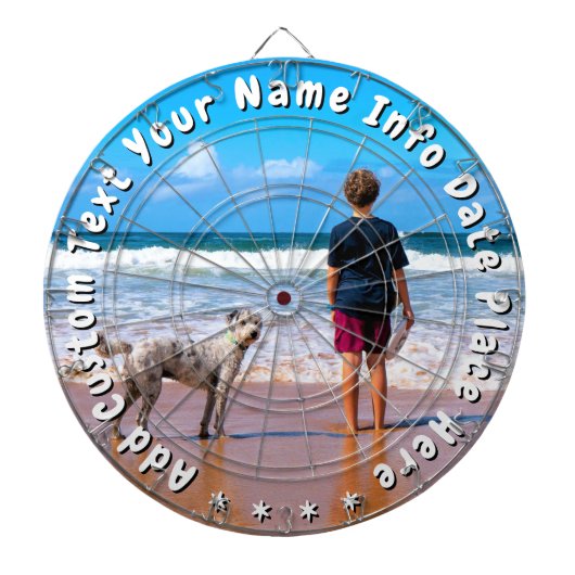 Create Your Own Photo Dart Board with Custom Text Dartbord (Voorkant)