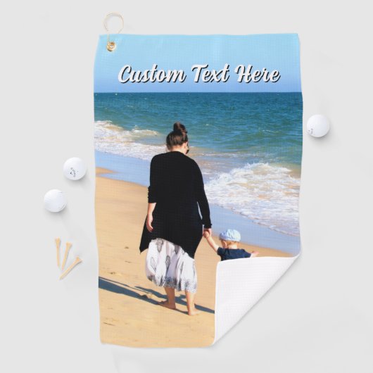Create Your Own Photo Golf Towel Gift Custom Text Golfhanddoek (Insitu)
