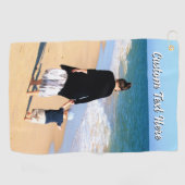 Create Your Own Photo Golf Towel Gift Custom Text Golfhanddoek (Horizontaal)