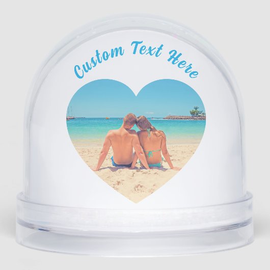 Create Your Own Photo Heart Snow Globe Custom Text Sneeuwbol (Voorkant)