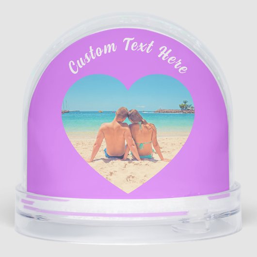 Create Your Own Photo Heart Snow Globe Custom Text Sneeuwbol (Achterkant)