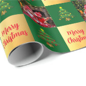 Create your own photo Merry Christmas script Cadeaupapier (Rol Hoek)