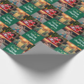 Create your own photo Merry Christmas script Cadeaupapier (Hoek)