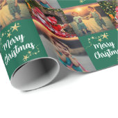 Create your own photo Merry Christmas script Cadeaupapier (Rol Hoek)