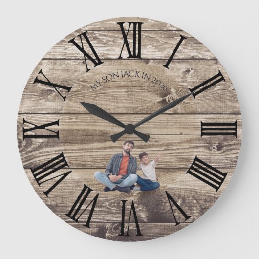 Create Your Own Photo Rustic Wood Clock Grote Klok (Voorkant)