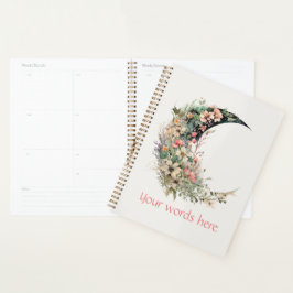 Create Your Own Pink Meadow Floral Crescent Moon Planner