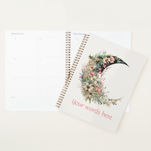 Create Your Own Pink Meadow Floral Crescent Moon Planner (Display)