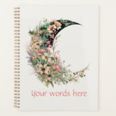 Create Your Own Pink Meadow Floral Crescent Moon Planner (Voorkant)