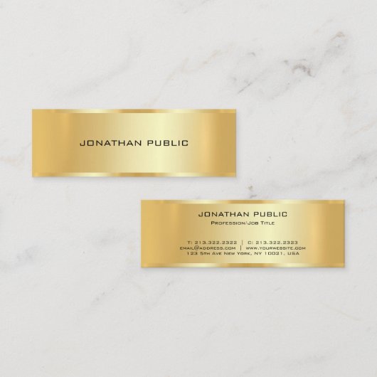 Create Your Own Professional Elegant Faux Gold Mini Visitekaartje (Voorkant / Achterkant)