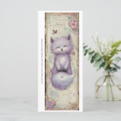 Create Your Own Purple Fox Floral Bookmark Card (Staand voorkant)