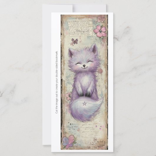 Create Your Own Purple Fox Floral Bookmark Card (Voorkant)