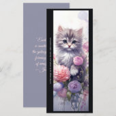 Create Your Own Purple Kitten Floral Bookmark Card (Voorkant / Achterkant)