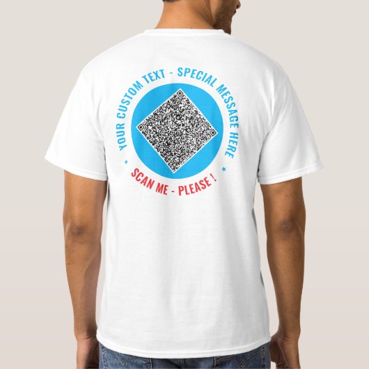 Create Your Own QR Code T-Shirt Example with Text (Achterkant)