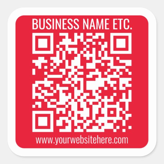 Create Your Own QR Code w/Border | Red & White Vierkante Sticker (Voorkant)