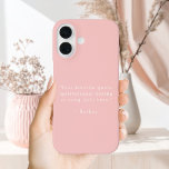 Create Your Own Quote iPhone 16 Hoesje<br><div class="desc">Create your own quote iPhone case. Features your favorite inspirational quote, song lyric, funny saying, bible verse or custom text in minimalist typewriter style typography on blush pink color background.</div>