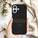 Create Your Own Quote iPhone 16 Hoesje<br><div class="desc">Create your own quote iPhone case. Features your favorite inspirational quote, song lyric, funny saying, bible verse or custom text in minimalist black and gold typewriter style typography.</div>