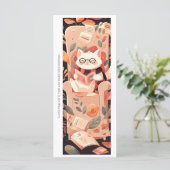 Create Your Own Reading White Cat Bookmark Card (Staand voorkant)