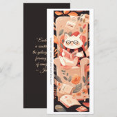 Create Your Own Reading White Cat Bookmark Card (Voorkant / Achterkant)
