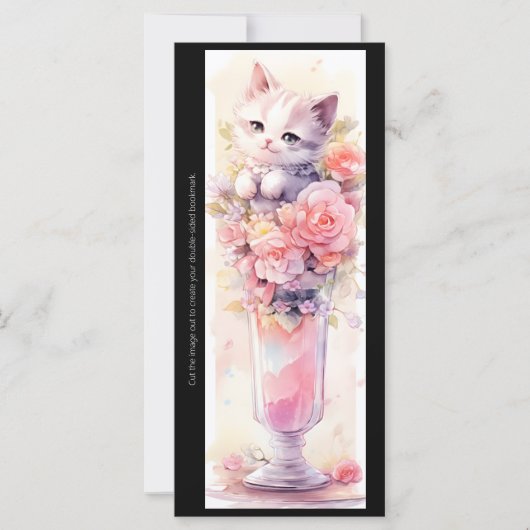Create Your Own Rose Parfait Kitten Bookmark Card (Voorkant)