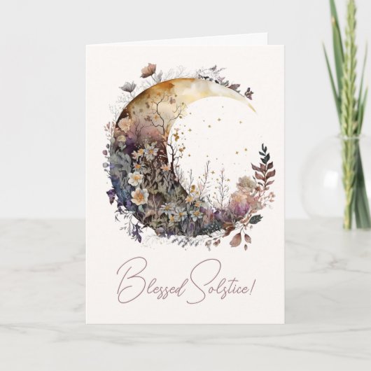 Create Your Own Rustic Sunset Floral Crescent Moon Feestdagen Kaart (Voorkant)
