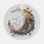 Create Your Own Rustic Sunset Floral Crescent Moon Glas Ornament (Achterkant)
