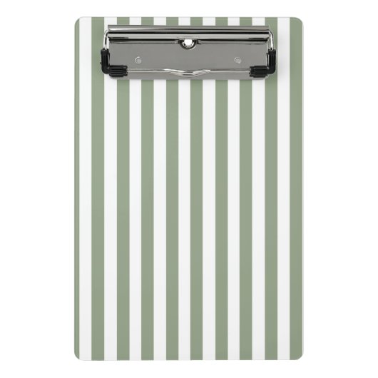 Create Your Own Sage Green White Striped Pattern Mini Klembord (Voorkant)