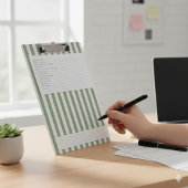 Create Your Own Sage Green White Striped Pattern Mini Klembord