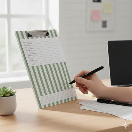 Create Your Own Sage Green White Striped Pattern Mini Klembord