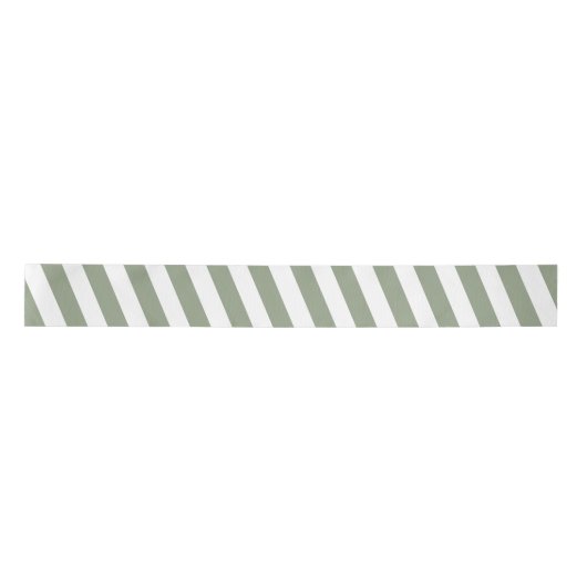 Create Your Own Sage Green White Striped Pattern Satijnen Lint (Voorkant)