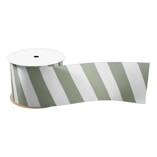 Create Your Own Sage Green White Striped Pattern Satijnen Lint (Spoel)