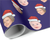 Create Your Own Santa Hat Face 3 Photo Blue Cadeaupapier (Rol Hoek)
