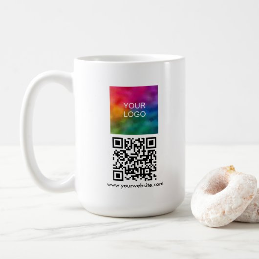 Create Your Own Scan Me QR Code Upload Logo Koffiemok (Met donut)