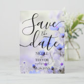 Create Your Own Simple Blue Flowers Wedding Save The Date (Staand voorkant)