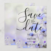 Create Your Own Simple Blue Flowers Wedding Save The Date (Voorkant / Achterkant)