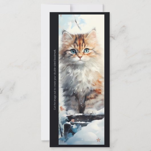 Create Your Own Snowy Orange Kitten Bookmark Card (Voorkant)