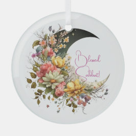 Create Your Own Spring Floral Crescent Moon Glas Ornament