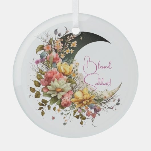 Create Your Own Spring Floral Crescent Moon Glas Ornament (Voorkant)