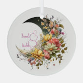 Create Your Own Spring Floral Crescent Moon Glas Ornament (Achterkant)