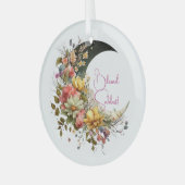 Create Your Own Spring Floral Crescent Moon Glas Ornament (Voorkant links)