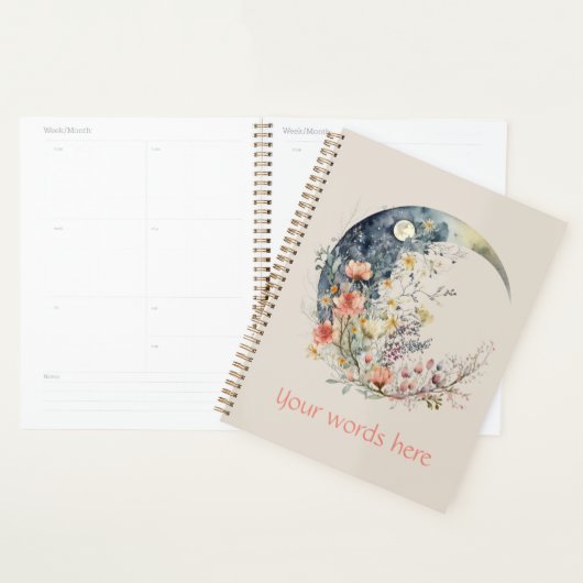 Create Your Own Spring Meadow Floral Crescent Moon Planner (Display)