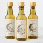 Create Your Own Summer Floral Crescent Moon Wijn Etiket (Flessen)