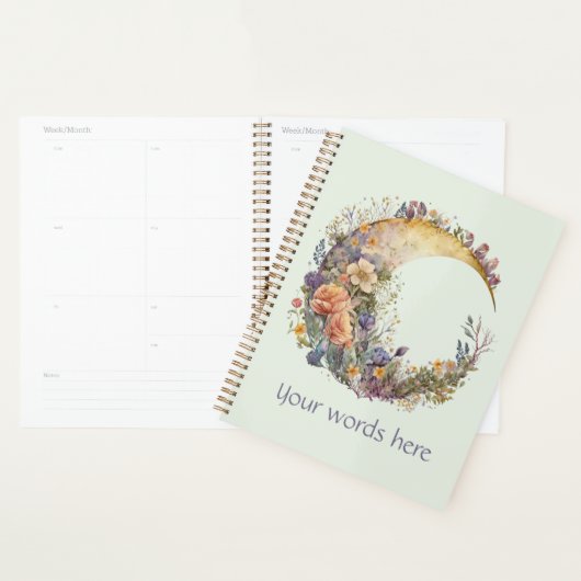 Create Your Own Summer Garden Floral Crescent Moon Planner (Display)