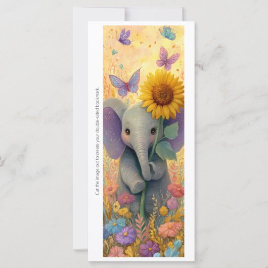 Create Your Own Sunflower Elephant Bookmark Card (Voorkant)