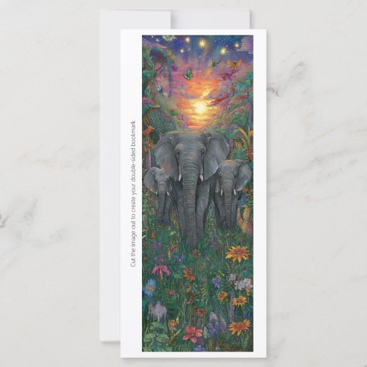 Create Your Own Sunset Elephants Bookmark Card (Voorkant)
