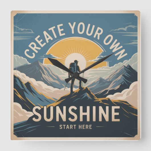 Create Your Own Sunshine Vierkante Klok (Voorkant)