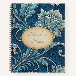 Create Your Own Teal Blue  Embossed Vintage Floral Notitieboek