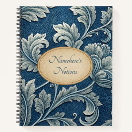 Create Your Own Teal Blue  Embossed Vintage Flower Notitieboek