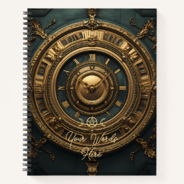 Create Your Own Teal Gold Clock Steampunk Notitieboek