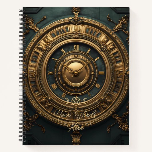 Create Your Own Teal Gold Clock Steampunk Notitieboek (Voorkant)